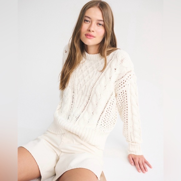 Abercrombie & Fitch Textural Stitch Cable Crew Sweater - Picture 10 of 11